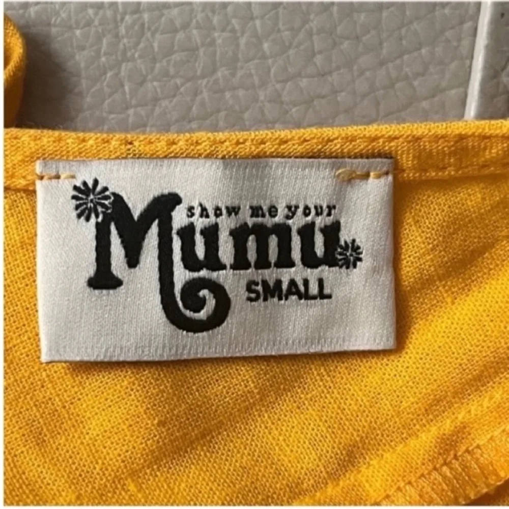 Show Me Your MuMu Remington Yellow Button-Front Spaghetti Strap Mini Dress Sz S - Picture 8 of 10